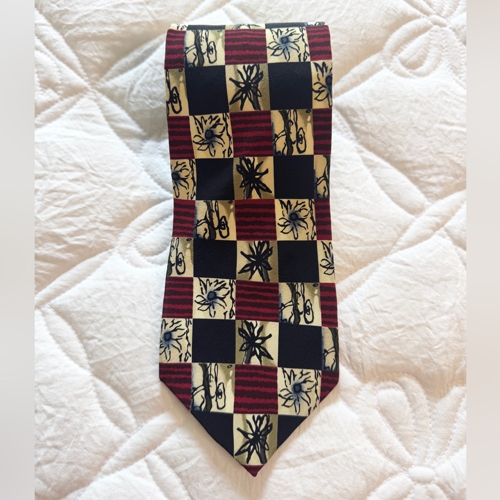 J. GARCIA Silk Tie • Banyan Trees Collection Fourteen • Red & Black • 100% Silk